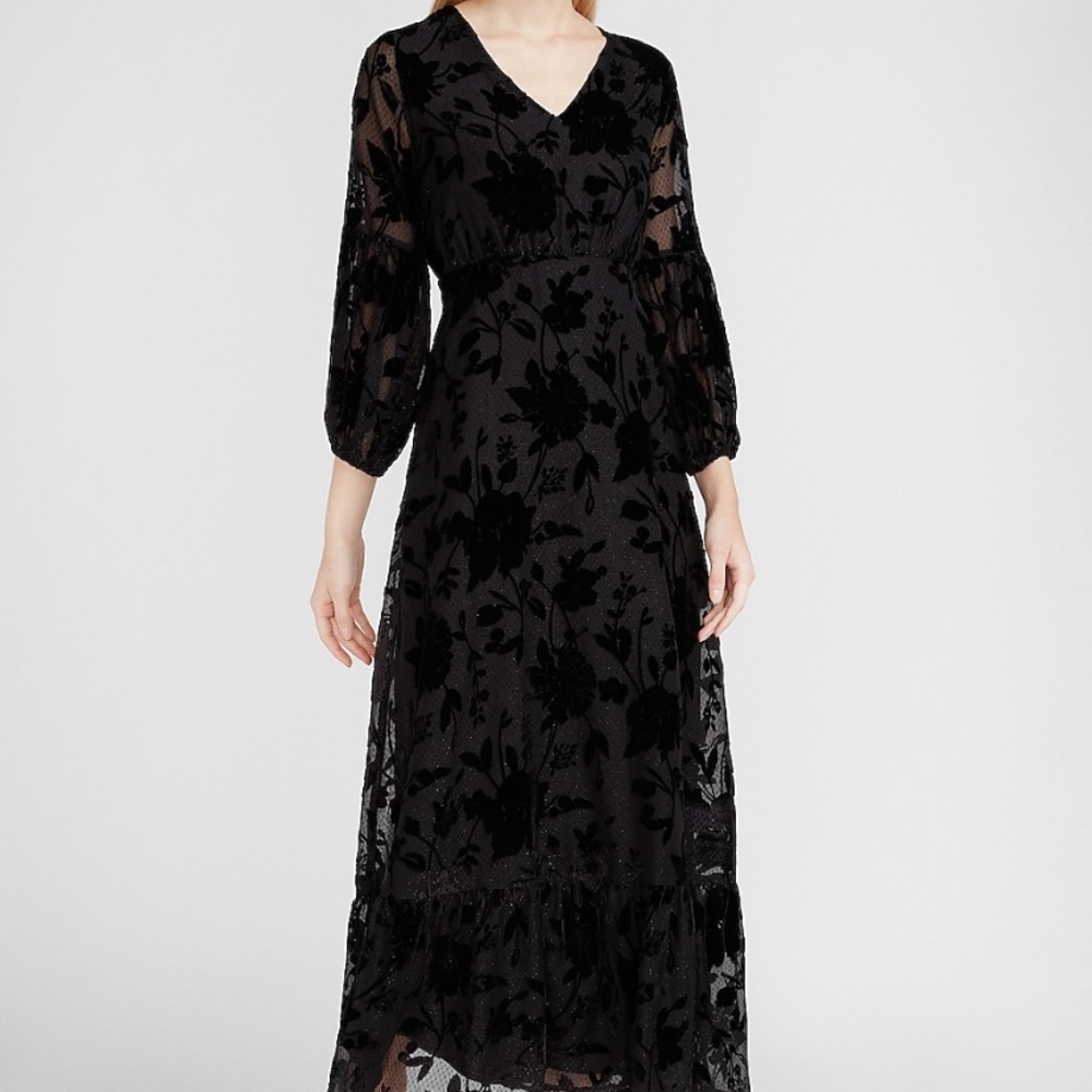 velvet burnout floral maxi dress